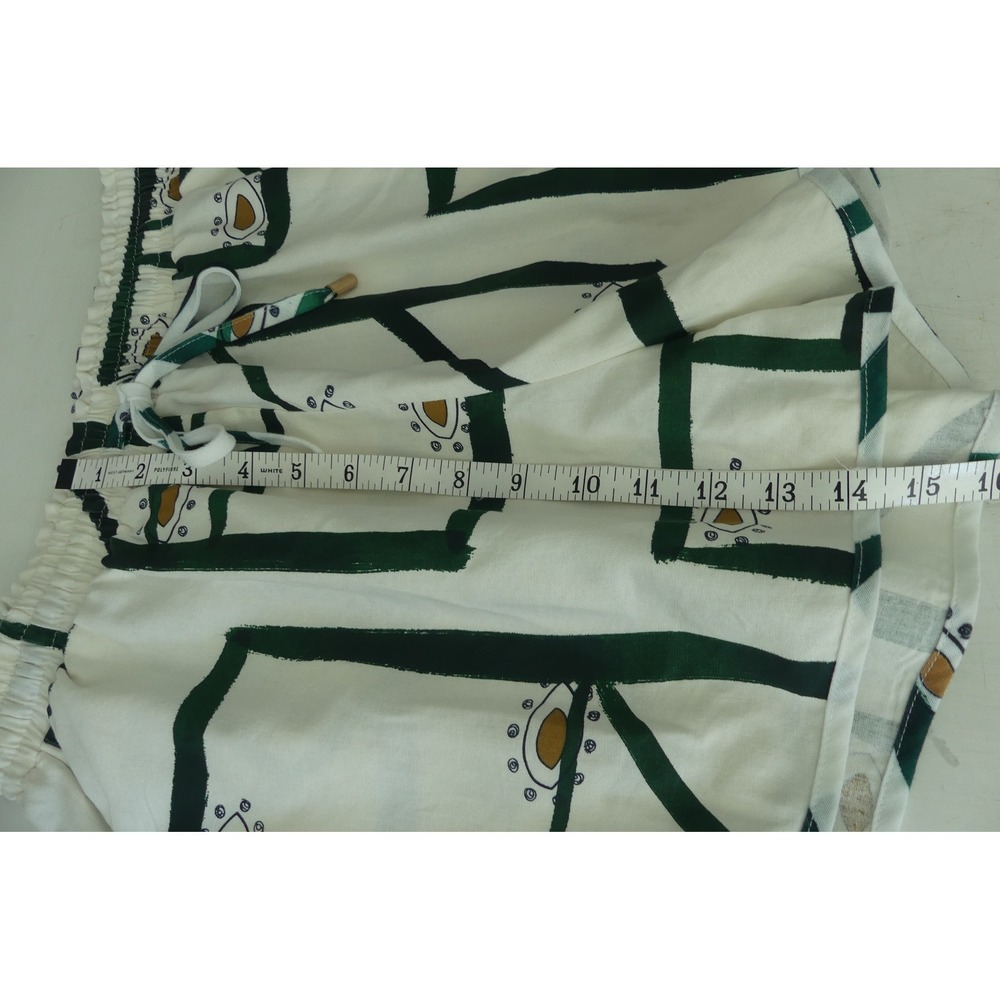 Commense Women Green Geometric Eye Print Linen Blend Shirt and Shorts Set M - Picture 9 of 9